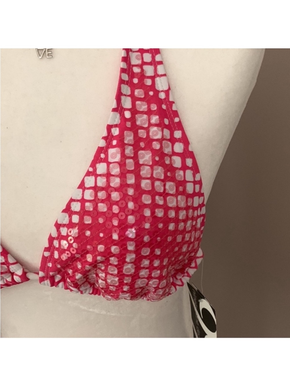 Pink Light Sequins Halter Tie Top Only - Picture 6 of 13